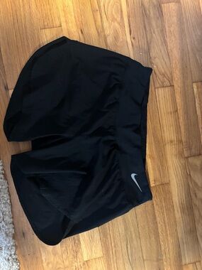 Nike Black Athletic Shorts with Silver Swoosh